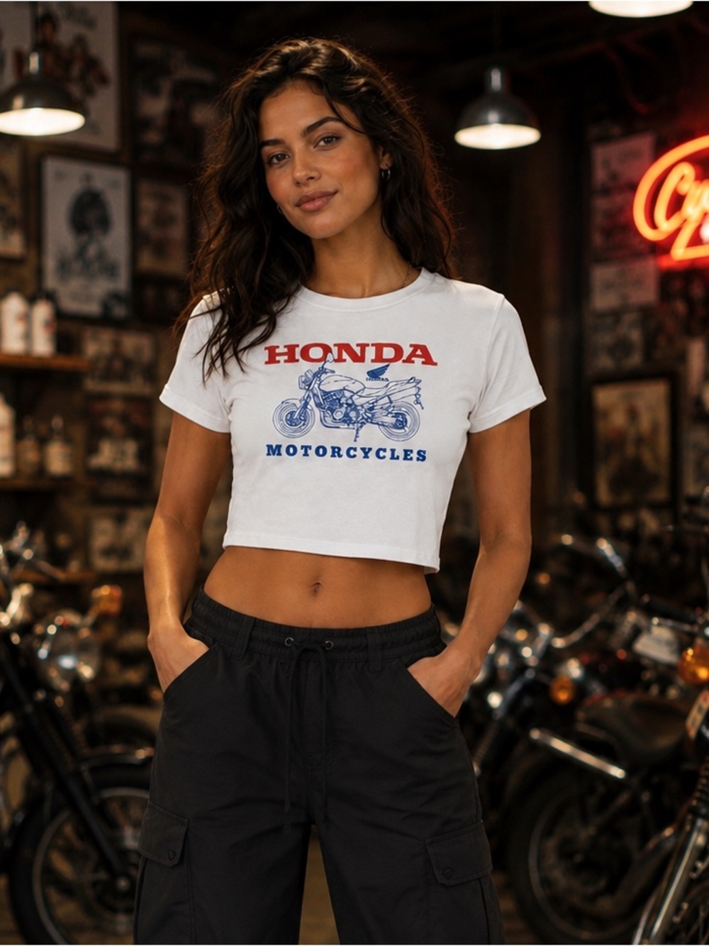 Honda Motorcycles Official Licensed Graphic Crop Tee 100% Cotton XL